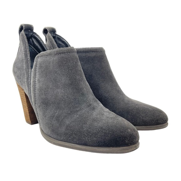 Vince Camuto Shoes Womens 9M Grey Francia Ankle Booties Suede Leather Block Heel - Picture 1 of 13